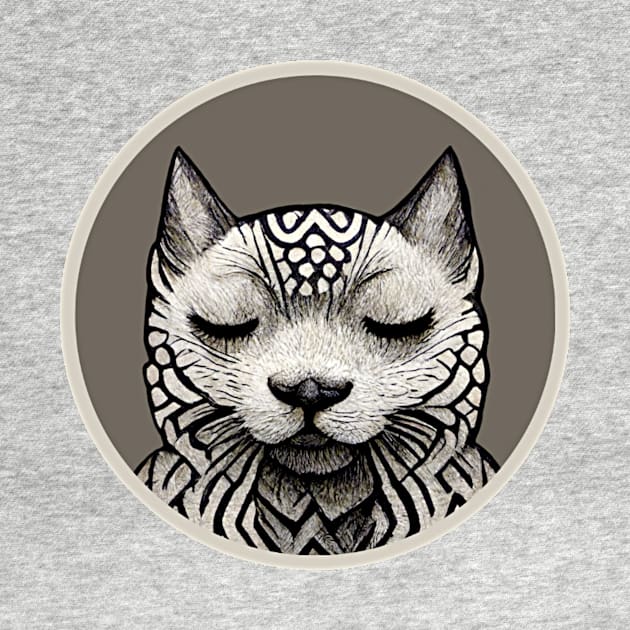 Kitty Cat Black And White Circle Doodle by Edongski303 Teepublic Merch